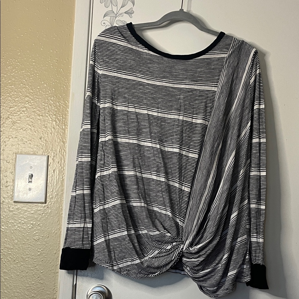 Caslon Black and White Striped Blouse